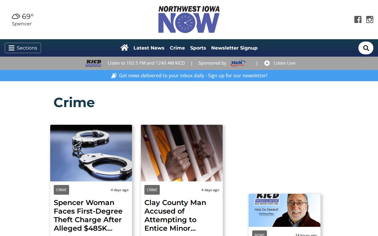 Northwest Iowa Now paginated crime news section
